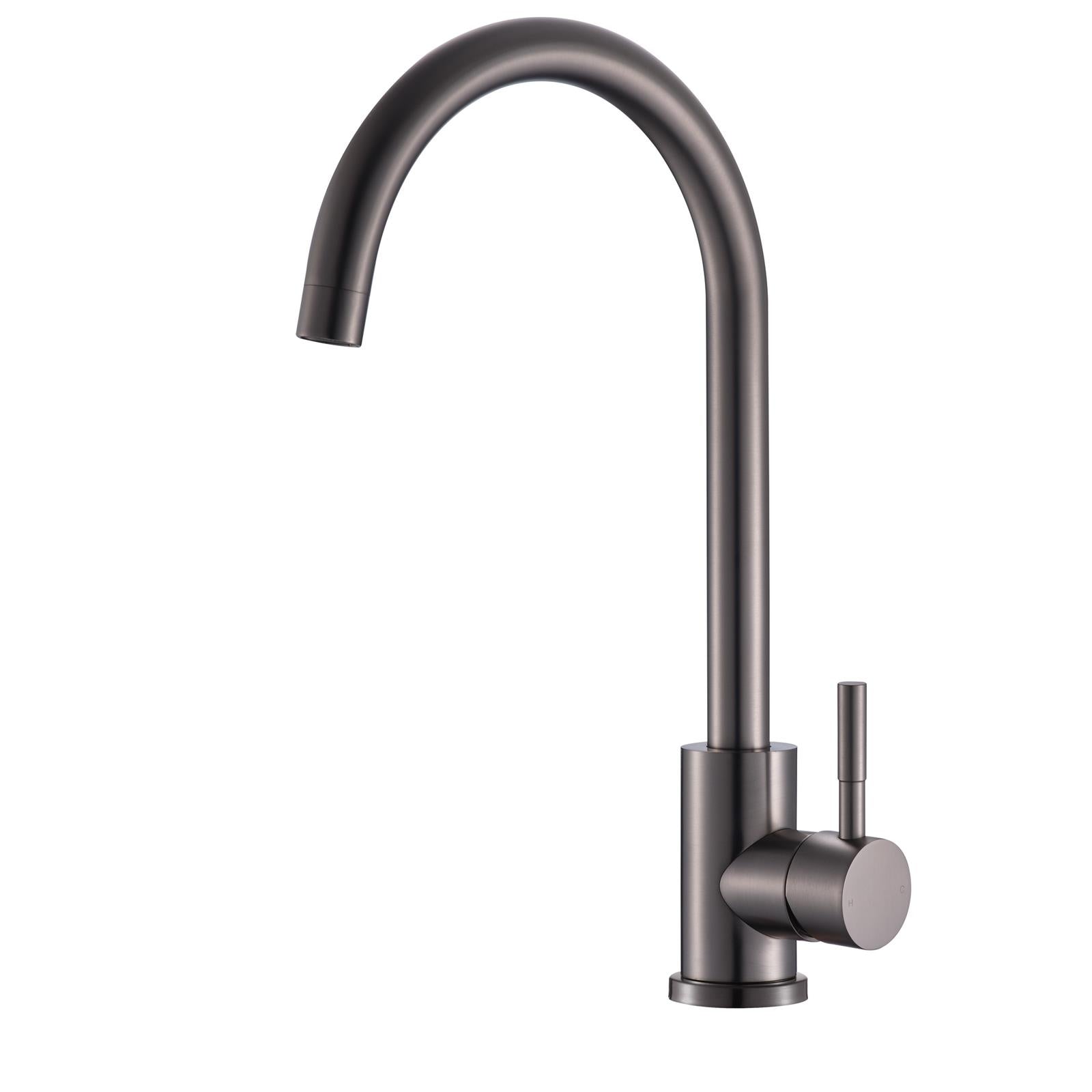Reginox Taravo GM Single Lever Swan Neck Gun Metal Grey Kitchen Mixer Tap